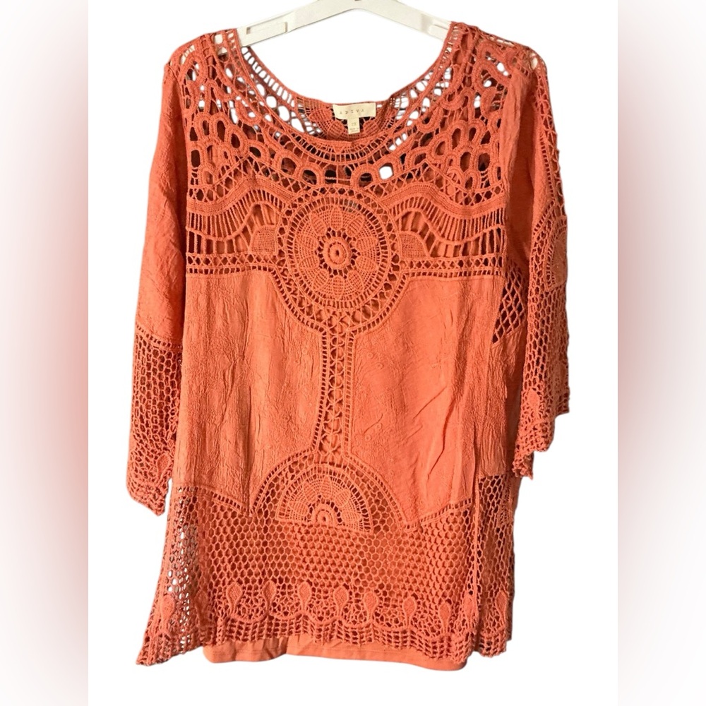 Adiva Orange Crochet Blouse
